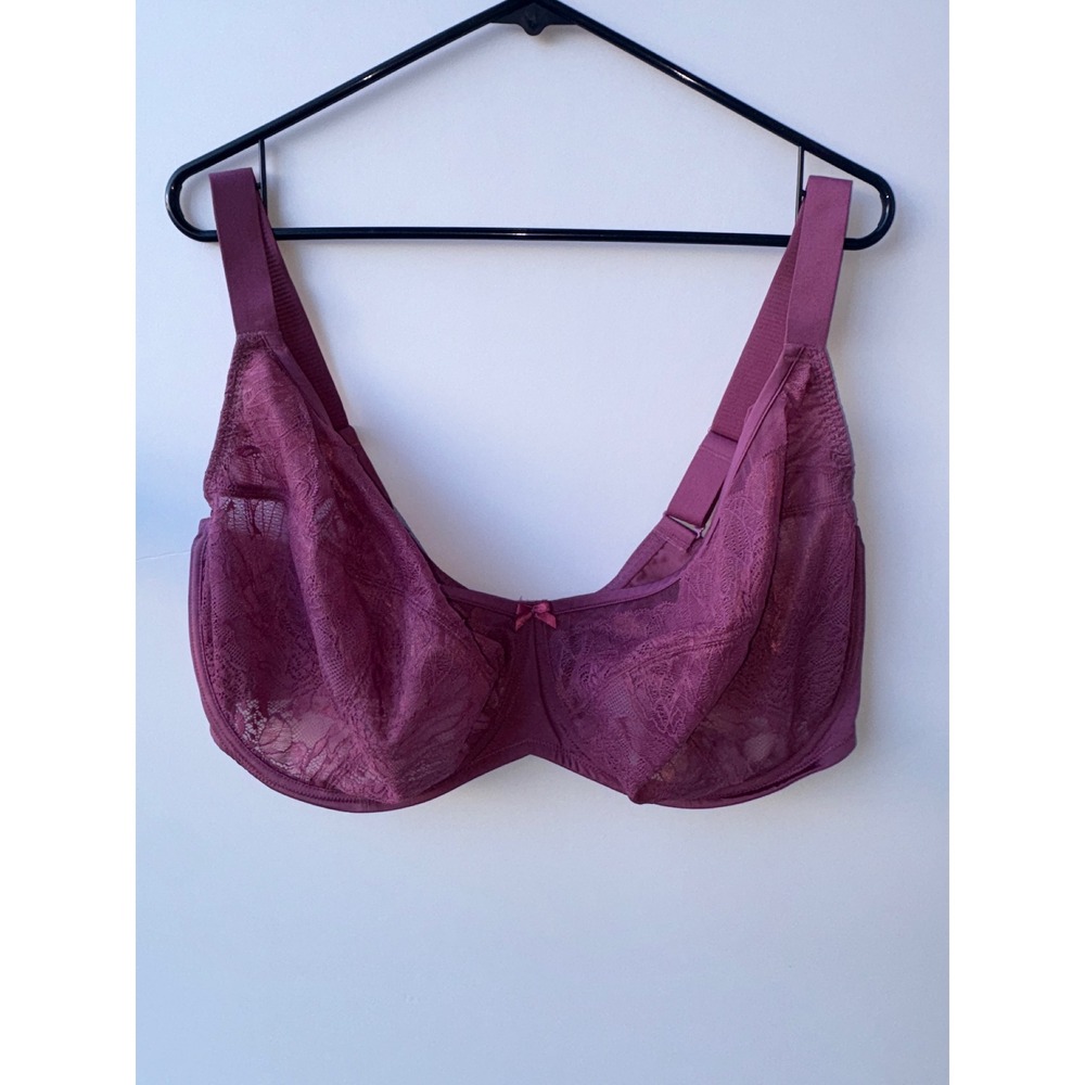Understance Ivy Lace Underwire Bra Raspberry Full Coverage Sheer Mesh U00840073